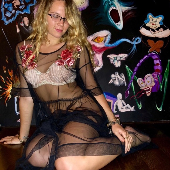 Sheer Dress with Roses - Picture 2 of 2